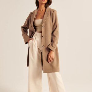 A&F Women's Wool-Blend Dad Coat in Light Brown, S